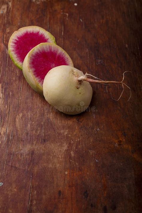 Sliced Fresh Watermelon Radish, Daikon Root Vegetables with White Skin ...