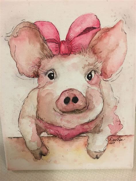 Pig Painting, Watercolor Painting Techniques, Watercolor Paintings Easy, Pen And Watercolor ...