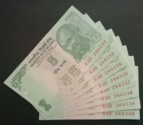 5 Rupees Governor Bimal Jalan Inset Plain (UNC) 8 Notes – Sams Shopping