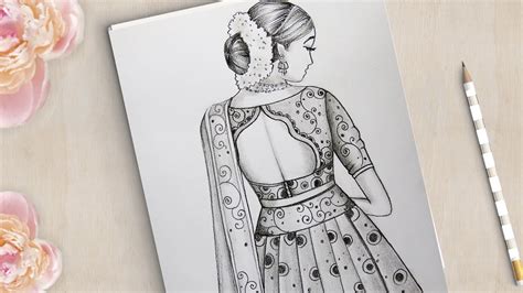 How to draw a Beautiful Traditional Girl Back Side Very Easy || Girl ...