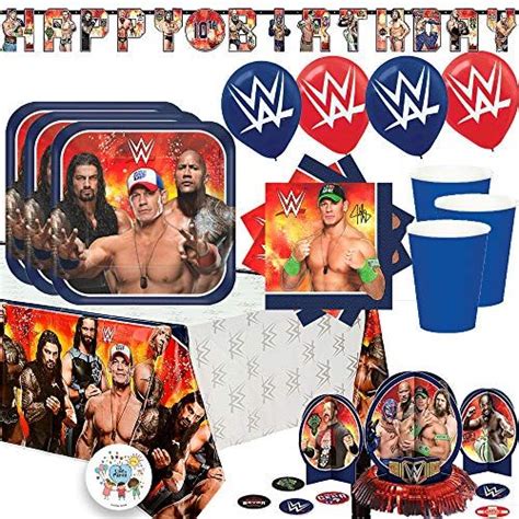 Ultimate WWE Wrestling Birthday Party Supplies Pack With Decorations For 16 Guests With ...