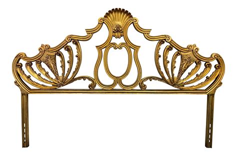 Hollywood Regency Rococo Style Gold Leaf Metal King Headboard on Chairish.com French Rococo ...