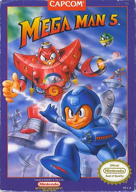 Mega Man 5 (1992) NES box cover art - MobyGames