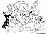 Pokemon Eevee Evolutions Coloring Page Printable sketch template