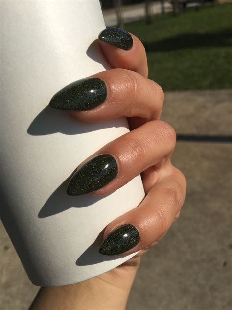 Dark green glitter power nails | Green nails, Dark green nails, Dark nails