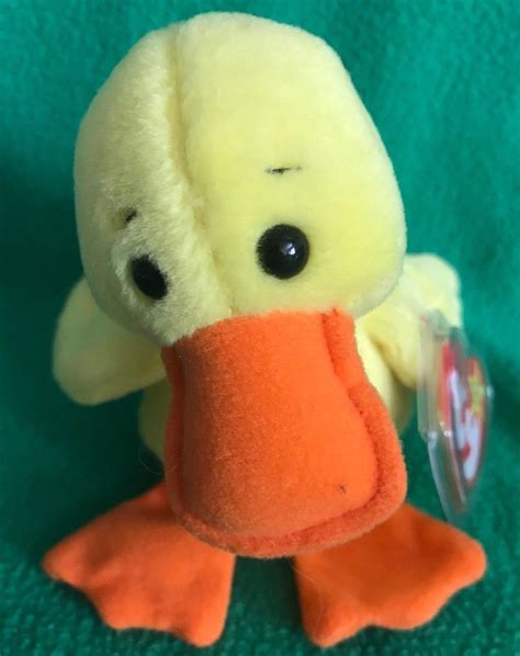 Ty Beanie Baby Quackers the Duck PVC MWMT 1994 5 Vintage Stuffed Animal ...