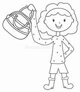 Girl With A Handbag Coloring Page Stock Illustration  Of sketch template