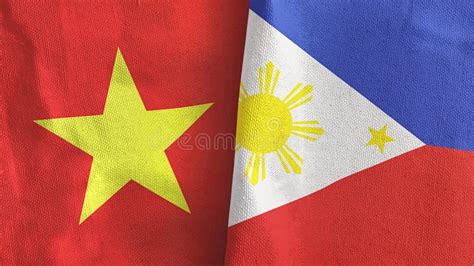 Philippines and Vietnam Two Flags Textile Cloth, Fabric Texture Stock ...