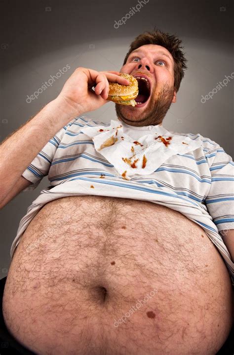 Overweight Man Eating