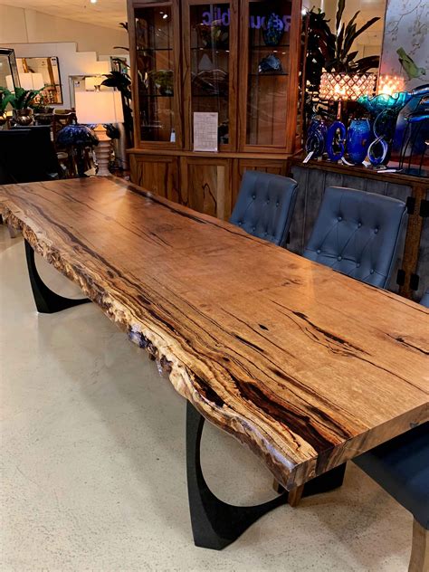 Custom Timber Slab Top & Burl Dining Tables | Naturally Timber Furniture | Wood slab dining ...