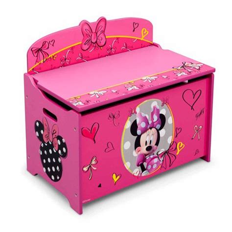 Disney Minnie Mouse Deluxe Wood Toy Box by Delta Children (23.5 in. L x ...