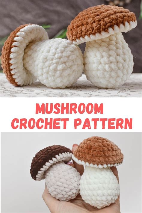 Mushroom amigurumi pattern, crochet food porcini mushrooms, easy ...