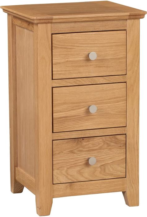 Hallowood Hereford 3 Drawer Small Bedside Table in Light Oak Finish | Narrow Side/Lamp ...