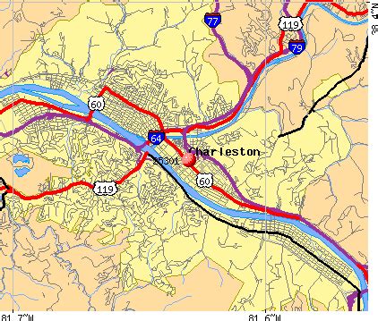 Charleston West Virginia Zip Code Map | Draw A Topographic Map