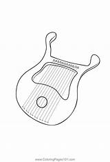 12 String Kinor Harp Coloring Page For Kids  Free Printable sketch template