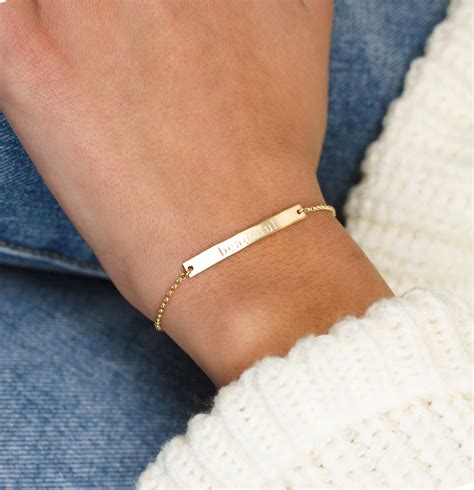 Gold Bar Bracelet Silver Bar Bracelet Personalized Bracelet Dainty Gold ...