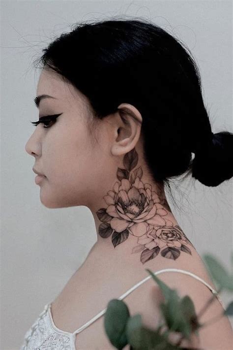 Best Female Neck Tattoo: 50+ Modern Ideas | Girl neck tattoos, Flower ...