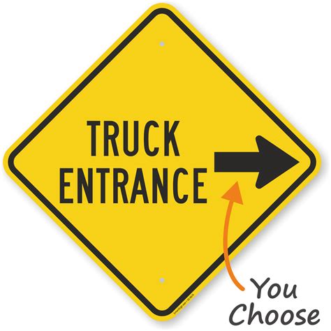 Truck Entrance On Right Diamond-shaped Traffic Sign, SKU: K2-0674-R