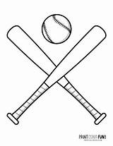 Baseball And Bat Coloring Page Pages sketch template