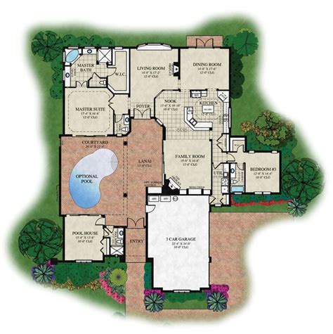 Perfect house plan: courtyard for privacy, small pool. Why have everyone see you swim? Patio off ...