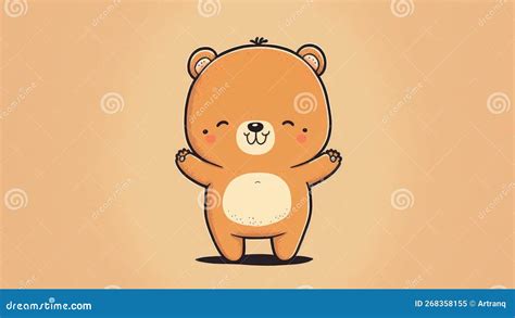 Cute Little Chibi Teddy Bear Picture. Cartoon Happy Drawn Characters Stock Image - Image of ...