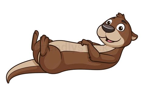 Otter Lying On Its Back Cartoon Clipart Vector - FriendlyStock