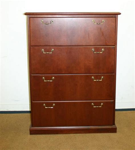 Steelcase 4 Drawer Lateral File Cabinet Wood Storage