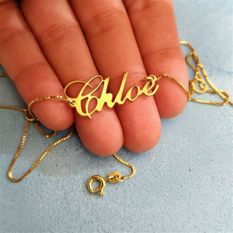 Custom Name Necklace 14k Gold Name Cursive Necklace - Etsy