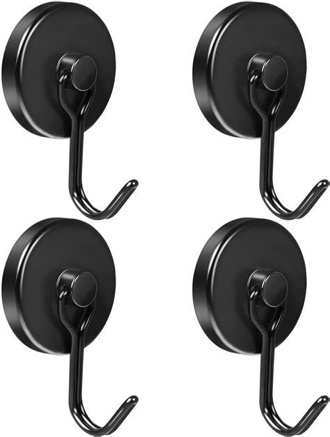 Amazon.com: VNDUEEY 4 Pack 100LBS Magnetic Hooks Heavy Duty Neodymium Magnet Hooks for Hanging ...