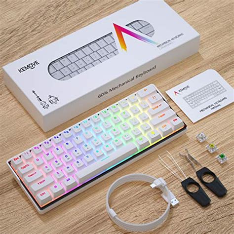 KEMOVE Snowfox Bluetooth 5.1 Wireless/Wired 60% Mechanical Gaming Keyboard - RGB Backlit 61 Keys ...