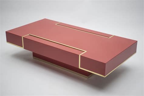 Red coffee table in brass by Jean-Claude Mahey - Design Market | Red coffee tables, Coffee table ...