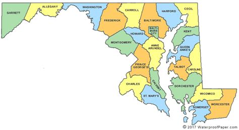 Printable Maryland Maps | State Outline, County, Cities