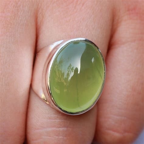 Prehnite Rings Sterling Silver Jewelry Silver Rings Stone | Etsy