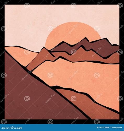 Mountain Landscape . Minimalist Illustration for Print , for the Cover . Stock Illustration ...