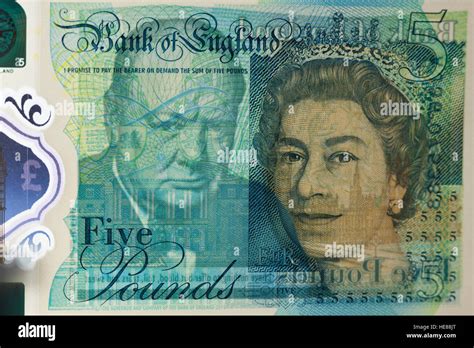 New polymer five pound note with Winston Churchill Stock Photo - Alamy