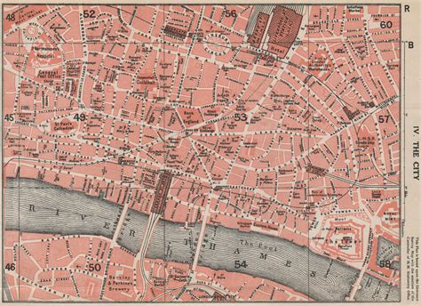 CITY OF LONDON. Tower St Paul's Bank Liverpool Street Aldgate. Vintage map 1927