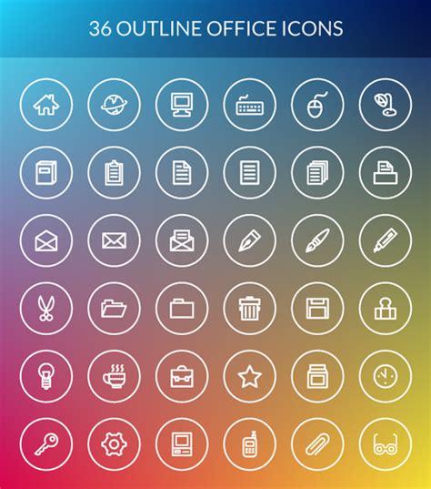 outline-office-icon-set-preview | Textuts