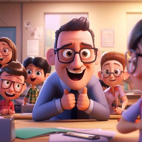 Premium Photo | Cartoon characters in a classroom with a teacher and a ...