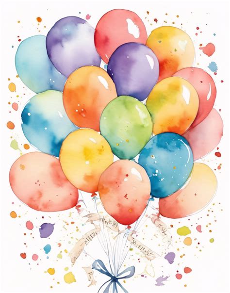 Watercolor Birthday Balloons Free Stock Photo - Public Domain Pictures