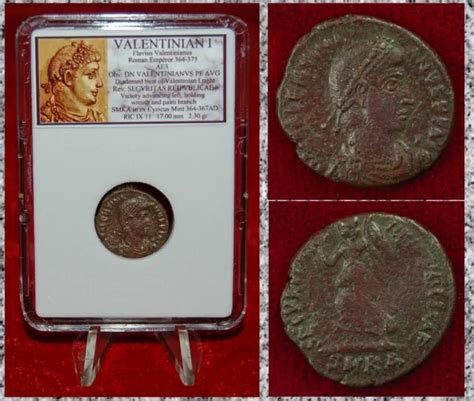 ANCIENT ROMAN EMPIRE Coin VALENTINIAN I Victory Holding Wreath Cyzicus ...