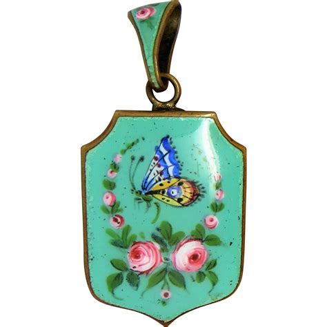 Exquisite French Butterfly Enamel Antique Art Nouveau Locket Pendant | Art nouveau locket ...
