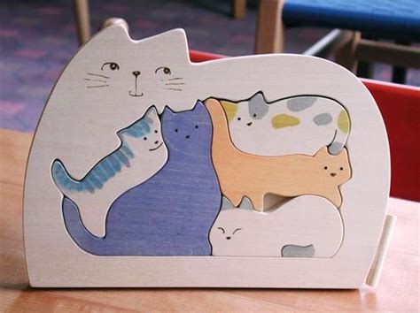 Wooden Puzzle /Cat's family | Wooden puzzles, Handmade toys, Kids playroom storage