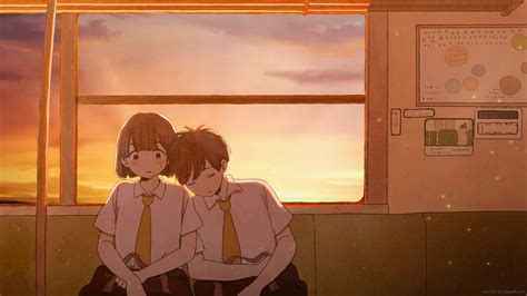 Anime Couple Sunset Train Live Wallpaper - MoeWalls