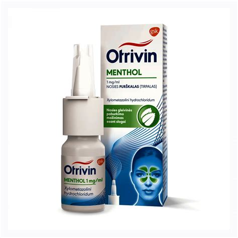 Otrivin (Otrivine) Menthol Adult Nasal Spray 10 ml. Relieves Allergic Rhinitis and Sinusitis ...