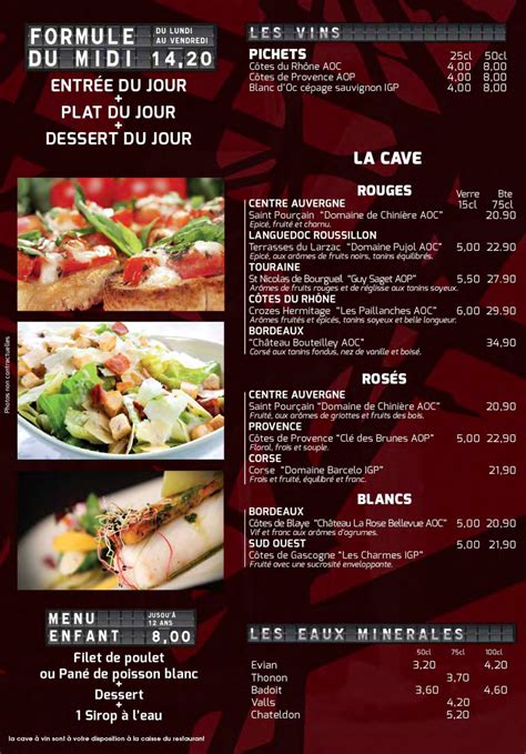 Carte & menus | Brasserie de la Gare Montluçon