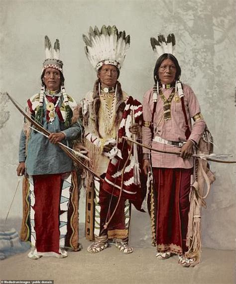 Three Apache men - Chief James A. Garfield (center), Pouche Te Foya and Sanches - looking ...