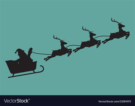 Santa Claus Sleigh And Reindeer Silhouette
