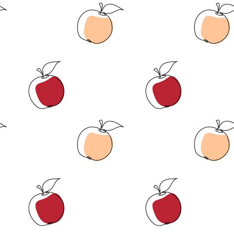 Seamless pattern with apple on a white background.Line art style ...