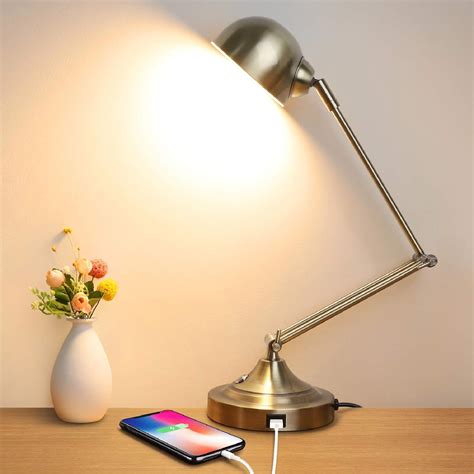 LED Desk Lamp with USB Charging Port, Swing Arm, Fully Dimmable, 3 Color Modes, Eye-Caring Task ...