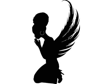 Black Angel Praying Silhouettes Nubian Princess Queen Afro | Etsy in ...